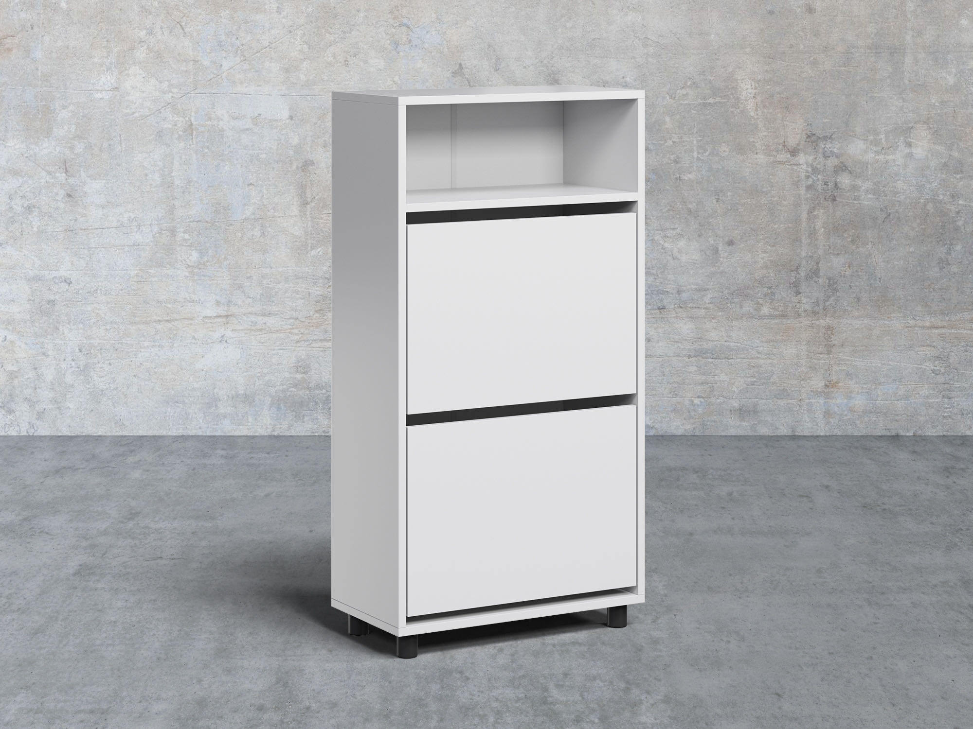 Обувница Двушка с открытой полкой, белый 55х28х106 см