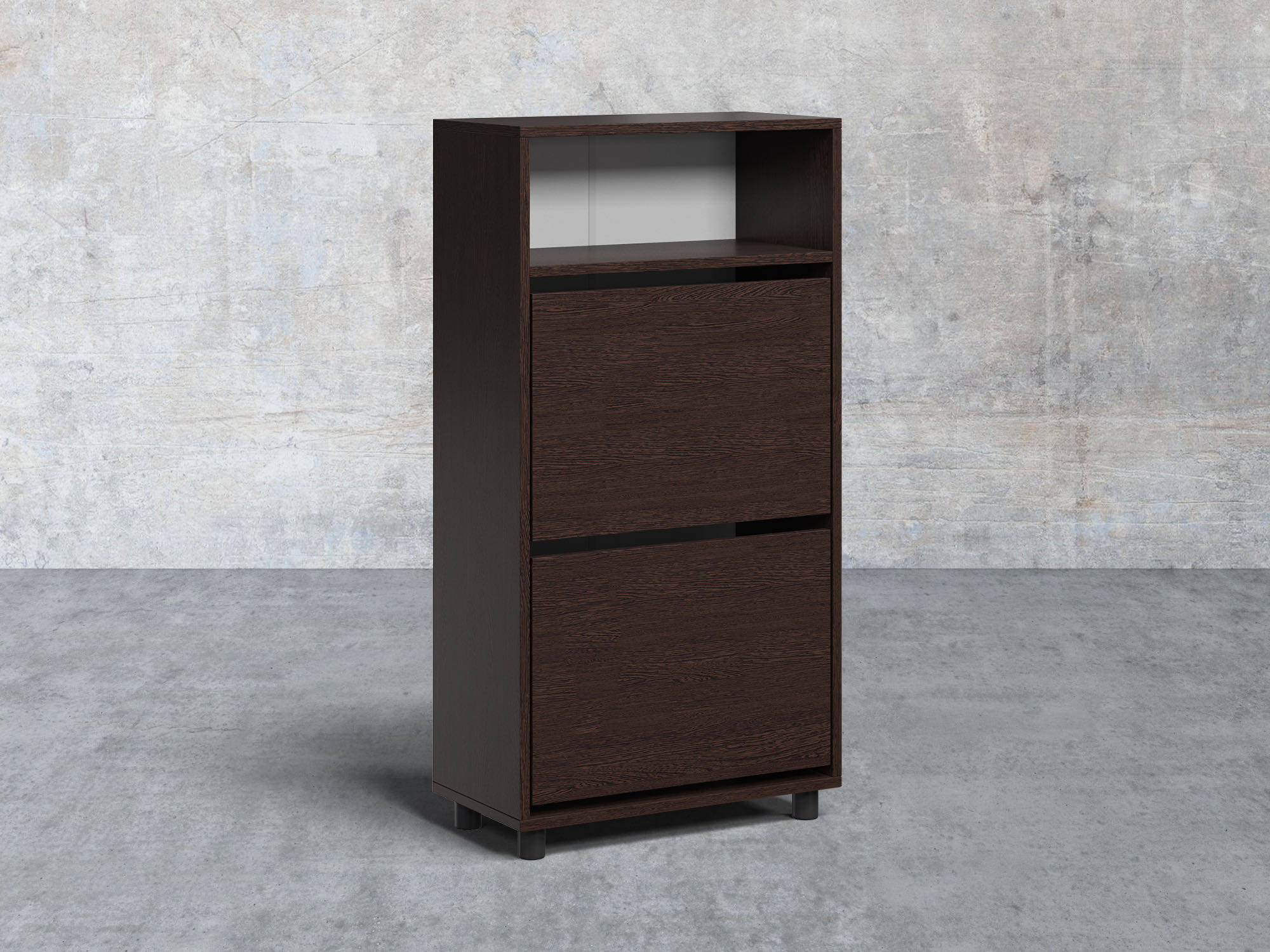 Обувница Двушка с открытой полкой, венге 55х28х144 см